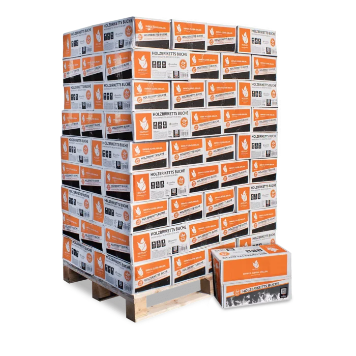 Buchen Nestro Briketts – 12 kg Box – Palette 81× (972 kg)